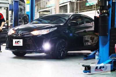 #TOYOTA#YARIS จัดล้อแม็ก LENSO SPIRIT AKIRA 15x7 ET35 4x100 ดำหน้าเงา พร้อมยาง YOKOHAMA A-DRIVE AA01 195/55-15