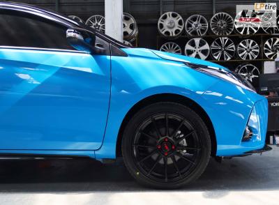 TOYOTA YARIS(ป้ายแดง) จัดแม็ก #LENSO TRD 17x7 ET40 4x100 #ดำด้าน พร้อมยางยนต์ YOKOHAMA ES32 205/45-17 ปี20 +น็อตแดง