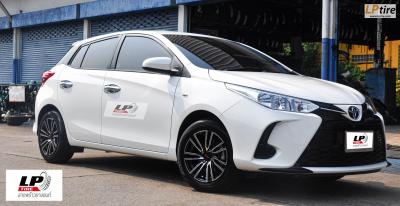 TOYOTA YARIS จัดล้อ TORQ SMR By LENSO 15 4H100 ดำหน้าเงา (ใช้ยางเดิม)