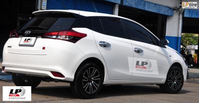 TOYOTA YARIS จัดล้อ TORQ SMR By LENSO 15 4H100 ดำหน้าเงา (ใช้ยางเดิม)