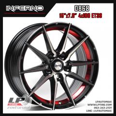 ล้อแม็ก INFERNO 0868 15นิ้ว สีดำหน้าเงาอันเดอร์คัตแดง