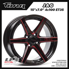 X ล้อแม็ก TORQ JAG by Lenso 15นิ้ว สีดำมิลลิ่งก้านแดง