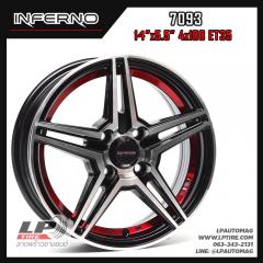 ล้อแม็กใหม่ลาย INFERNO 7093 14นิ้ว สีดำหน้าเงาอันเดอร์คัตแดง