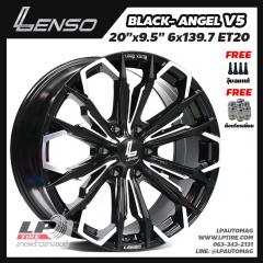 ล้อแม็ก LENSO BLACK ANGEL V5 20นิ้ว สีดำเงามิลลิ่งก้านเงิน