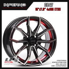 ล้อแม็ก INFERNO 0847 15นิ้ว สีดำหน้าเงาอันเดอร์คัตแดง