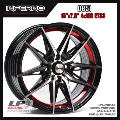 ล้อแม็ก INFERNO 0851 15นิ้ว สีดำหน้าเงาอันเดอร์คัตแดง