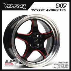 ล้อแม็ก TORQ D1F by LENSO 15นิ้ว สีดำขลิบแดงขอบเงา