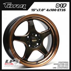 ล้อแม็ก TORQ D1F by LENSO 15นิ้ว สีดำขลิบทองขอบทอง