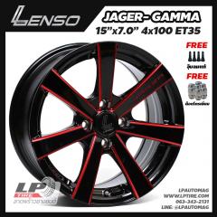 ล้อแม็ก LENSO JAGER GAMMA 15นิ้ว สีดำเงามิลลิ่งก้านแดง