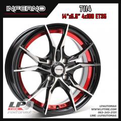 ล้อแม็ก INFERNO 7114 14นิ้ว สีดำหน้าเงาอันเดอร์คัดแดง