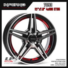 ล้อแม็ก INFERNO 7093 15นิ้ว สีดำหน้าเงาอันเดอร์คัตแดง