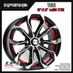 ล้อแม็ก INFERNO 7091 15นิ้ว สีดำอันเดอร์คัตแดงก้านเงิน