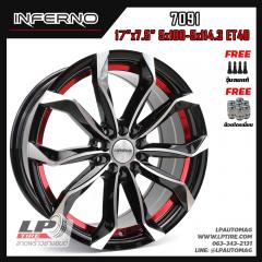 Xล้อแม็ก INFERNO 7091 17นิ้ว สีดำเงาอันเดอร์คัดแดง