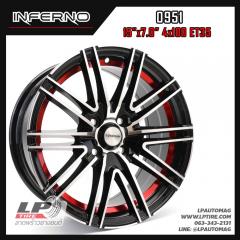 ล้อแม็ก INFERNO 0951 15นิ้ว สีดำอันเดอร์คัตแดงก้านเงิน