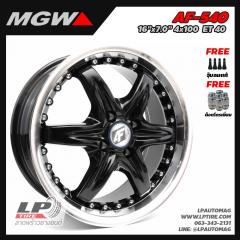 ล้อแม็ก MGW ลาย AF-540 16นิ้ว สีดำเงาขอบเงินหมุดเงิน