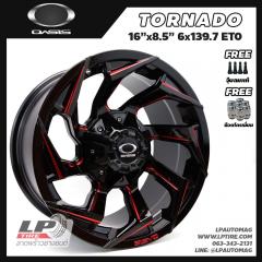 ล้อแม็ก OASIS TORNADO 16นิ้ว สีดำมิงริ่งแดง