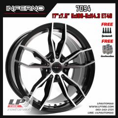 ล้อแม็ก INFERNO 7094 17นิ้ว สีดำอันเดอร์คัตแดงก้านเงิน