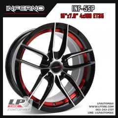 X ล้อแม็ก INFERNO INF-5SP 15นิ้ว สีดำอันเดอร์คัตแดงก้านเงิน