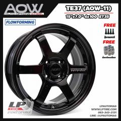 ล้อแม็ก AOW11 TE37 FlowForming 5.65 kg 15นิ้ว สีดำเงาตัวหนังสือขาว