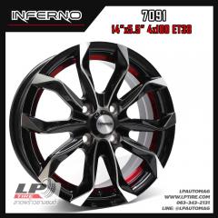 ล้อแม็ก INFERNO 7091 14นิ้ว สีดำหน้าเงาอันเดอร์คัดแดง